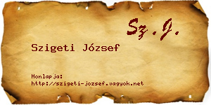 Szigeti József névjegykártya